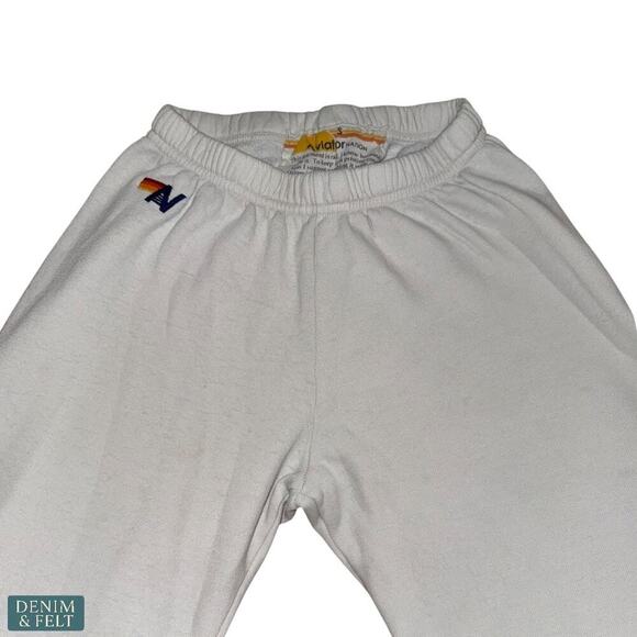Aviator Nation White Lightning Bolt Sweatpants Small Cozy Loungewear - Picture 6 of 12